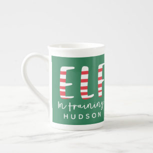 Tasse En Porcelaine Elfe en entraînement festif rouge, vert et blanc