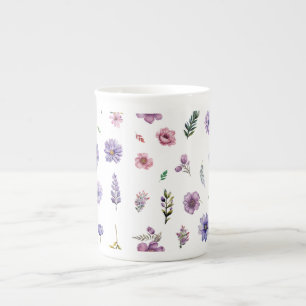 Tasse En Porcelaine Ensemble de cottage à l'aquarelle de fleurs de pri