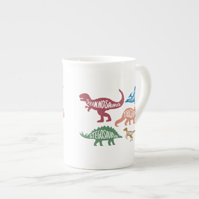 Tasse En Porcelaine Ensemble de silhouettes de différents dinosaures (Devant droit)