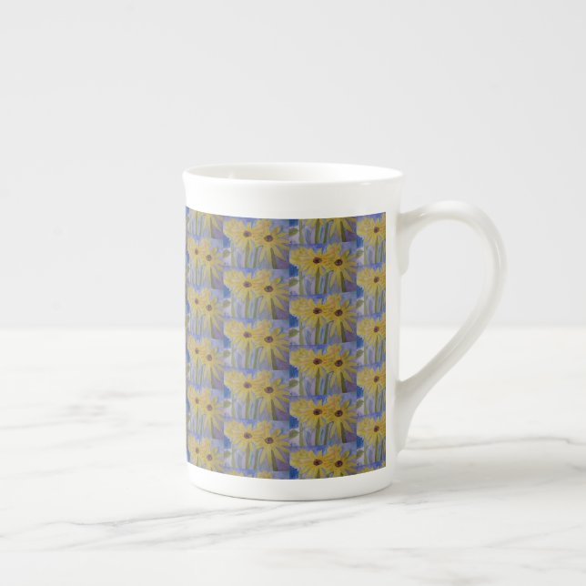 Tasse En Porcelaine Été Fleurs de soleil jaunes d'os Chine Musique (Droite)