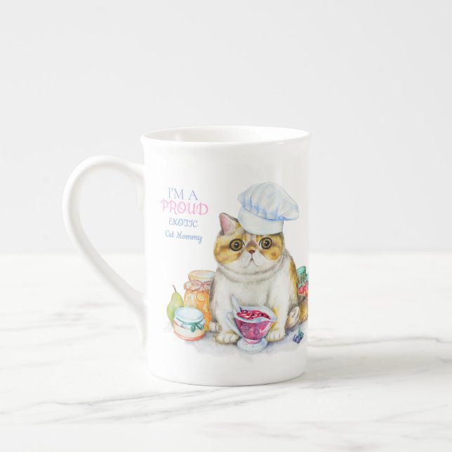 Tasse En Porcelaine Exotic Shorthair Chat Maman Bone Chine Personnalis (Gauche)