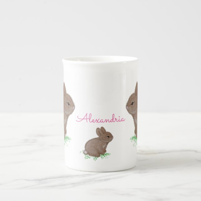 Tasse En Porcelaine Famille adorable de lapin de bois (Devant)
