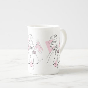 Tasse En Porcelaine Fashion Bride Groupe rose muscade chine osseuse