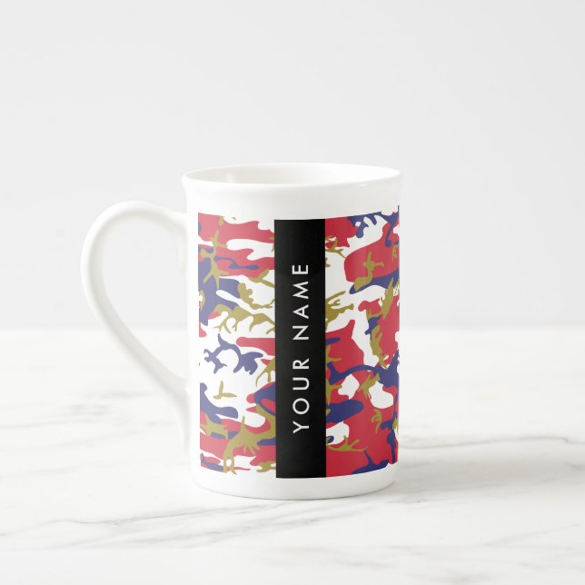 Tasse En Porcelaine Fête de l'Indépendance Camouflage Votre nom Person (Gauche)