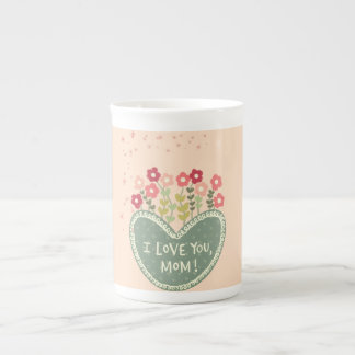 Tasse En Porcelaine Fête des Mères, Fleurs dans un amour , Élégant, Si
