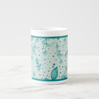 Tasse En Porcelaine Feuillage dessiné à la main sarcelle