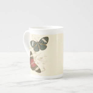 Tasse En Porcelaine Feuille de sépia avec les papillons colorés