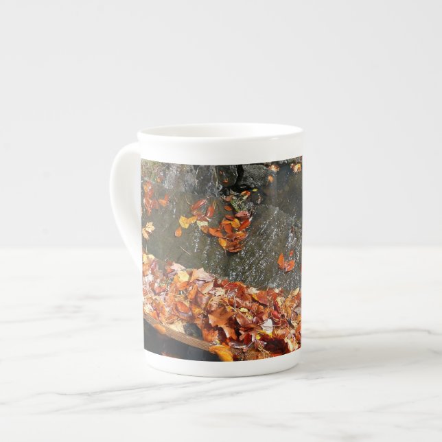 Tasse En Porcelaine Feuilles d'automne dans la cascade I Photographie  (Devant gauche)