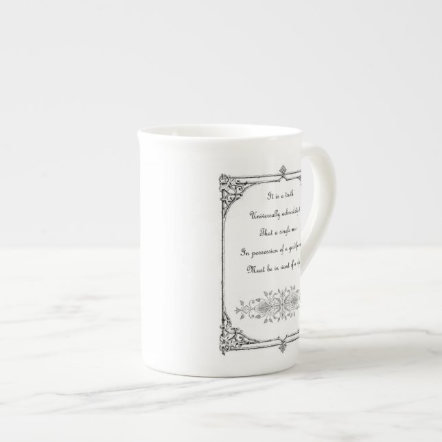 Tasse En Porcelaine Fierté de Jane Austen et ligne citation de (Devant droit)