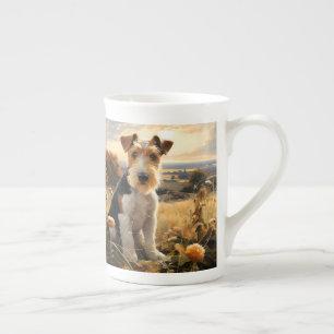 Tasse En Porcelaine Fil Cheveux Fox Terrier En Automne Campagne