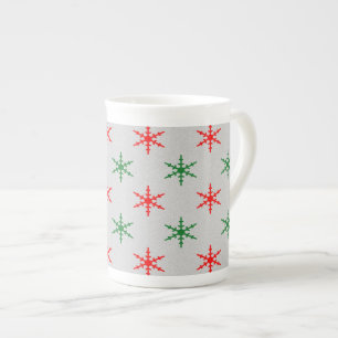 Tasse En Porcelaine Flacon de neige rouge et vert de Noël en os chine