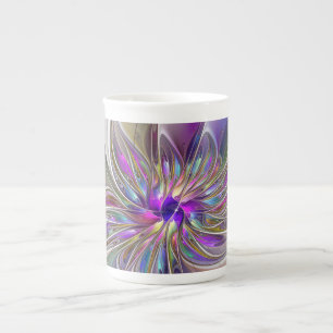 Tasse En Porcelaine Fleur d'art Abstrait, énergique et coloré