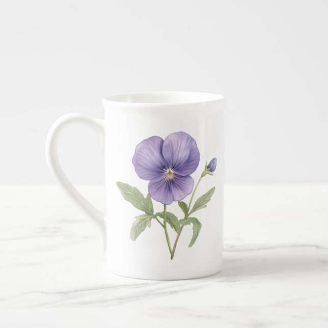 Tasse En Porcelaine Fleur de naissance de février Violettes (Gauche)