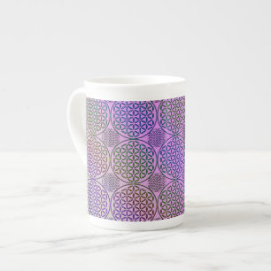 Tasse En Porcelaine Fleur de vie - motif de grunge de timbre 3