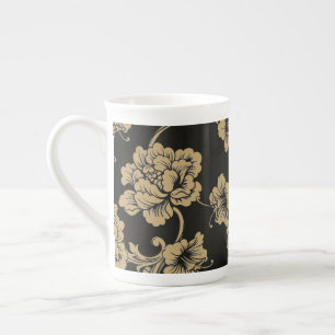 Tasse En Porcelaine Fleur d'os de Chine Mug-Black