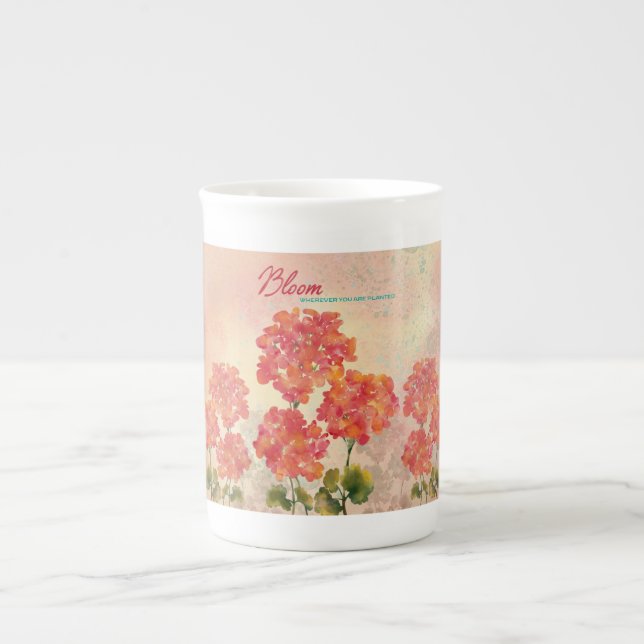 Tasse En Porcelaine Fleur Où Vous Êtes Plantés (Devant)