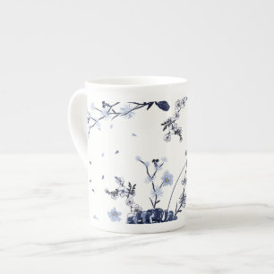 Tasse En Porcelaine Fleurs bleues