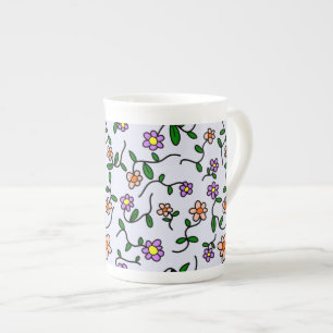 Tasse En Porcelaine Fleurs colorées, Motif Floral, Verdure, Boho