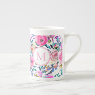 Tasse En Porcelaine Fleurs d'aquarelle Pastel