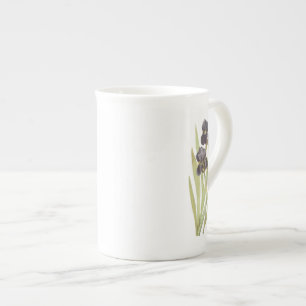 Tasse En Porcelaine Fleurs Iris Violettes