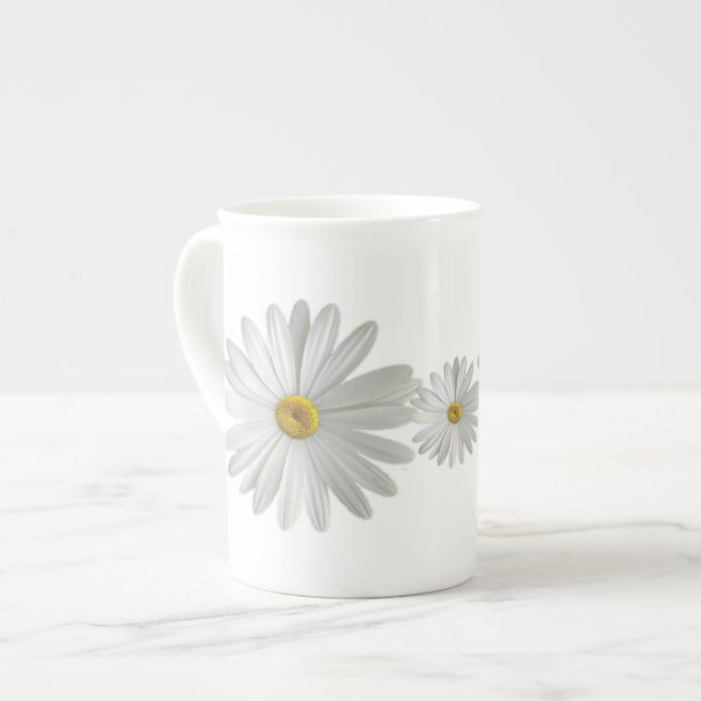 Tasse En Porcelaine Fleurs marguerites blanches (Devant gauche)
