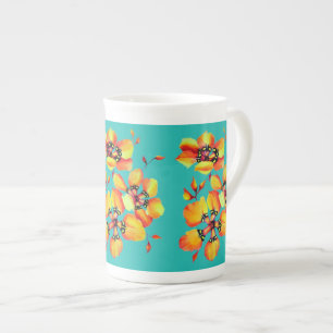 Tasse En Porcelaine Fleurs orange élégantes - Aqua