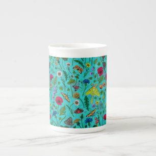 Tasse En Porcelaine Fleurs sauvages et papillons