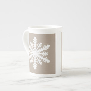 Tasse En Porcelaine Flocon de neige d'Ikat - Taupe bronzage et blanc
