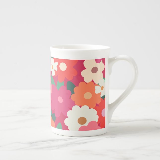 Tasse En Porcelaine Florales Retro Colorées (Droite)