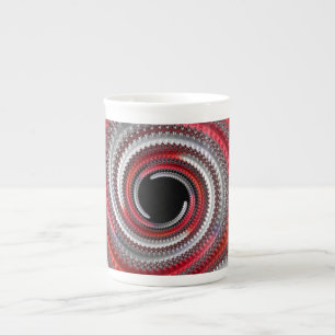 Tasse En Porcelaine Fractale Abstraite, rouge et noire