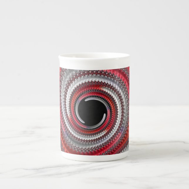 Tasse En Porcelaine Fractale Abstraite, rouge et noire (Devant)