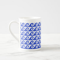 Fret grec, Motif d'onde méditerranéen, Bleu