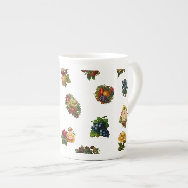Tasse En Porcelaine Fruits et fleurs vintages (Devant droit)