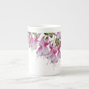Tasse En Porcelaine Fuchsias festives sur une boue d'os en Chine