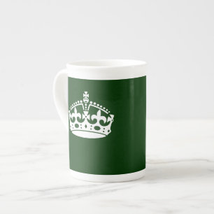 Tasse En Porcelaine Gardez le calme de la couronne sur le décor vert d