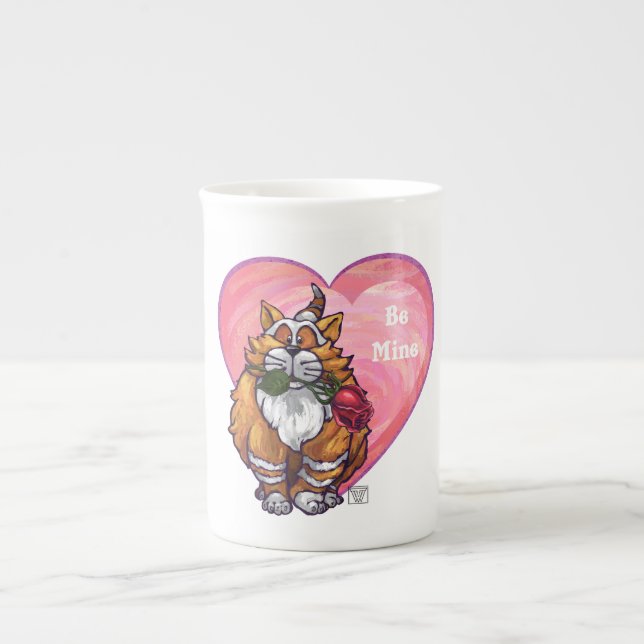 Tasse En Porcelaine Ginger Cat Saint-Valentin (Devant)