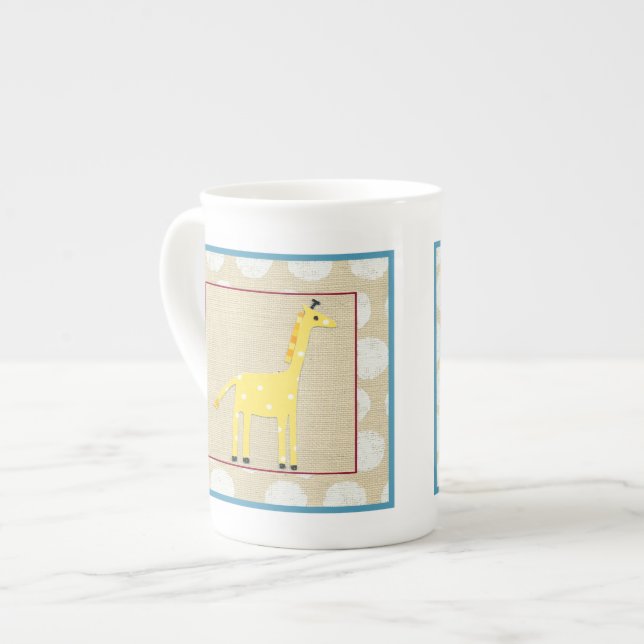 Tasse En Porcelaine Girafe jaune avec Pois blancs (Devant gauche)
