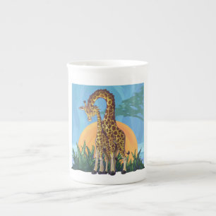 Tasse En Porcelaine Giraffe maman et bébé