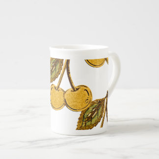 Tasse En Porcelaine Golden Metallic Cherries Pattern