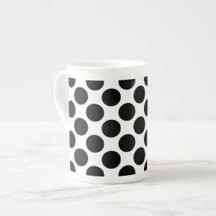 Tasse En Porcelaine Grands points rétro - noir et blanc