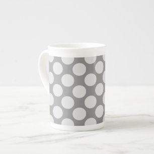 Tasse En Porcelaine Grands points rétro - tons gris / gris