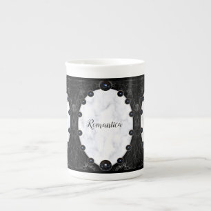Tasse En Porcelaine Graphiques de la sphère de marbre blanc et noir