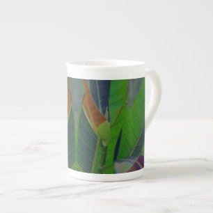 Tasse En Porcelaine Gros plan des Feuilles verts