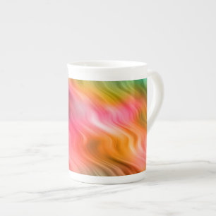Tasse En Porcelaine Grue colorée Fleur Wavy Texture
