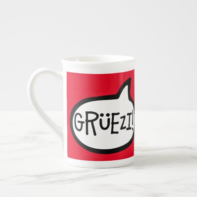 Tasse En Porcelaine Grüezi ! Bonjour en allemand suisse, Schwiizerdüts (Gauche)