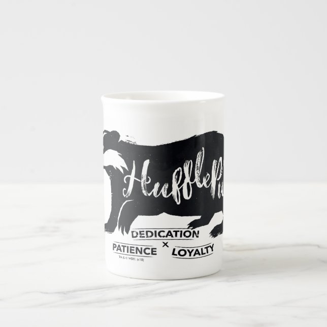 Tasse En Porcelaine Harry Potter | Typographie de silhouette HUFLEPUFF (Devant)