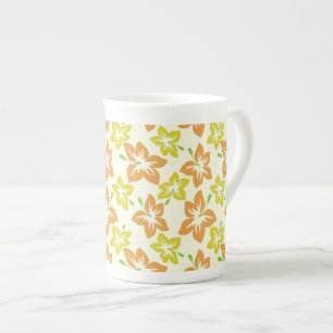 Tasse En Porcelaine Hibiscus jaune, Hibiscus orange, Motif floral