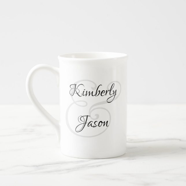 Tasse En Porcelaine His & Her Script Names, Black & Grey (Gauche)