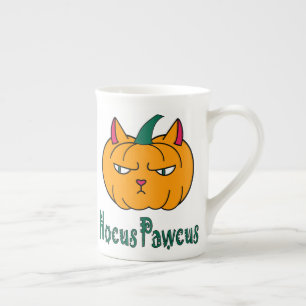 Tasse En Porcelaine Hocus pawcus Halloween citrouille ginger cat magie