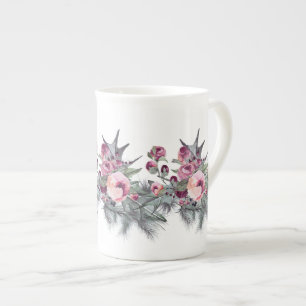 Tasse En Porcelaine Holly Plum Rose Garland